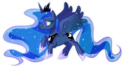 Size: 1024x561 | Tagged: safe, artist:kaji-tanii, princess luna, alicorn, pony, female, horn, mare, simple background, solo