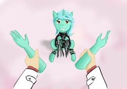 Size: 1048x736 | Tagged: safe, artist:v-invidia, lyra heartstrings, pony, unicorn, crossover, crying, edward scissorhands, female, grin, hand, humie, implications, looking at you, mare, offscreen character, parody, pov, sitting, smiling, tears of joy, that pony sure does love hands, this will end in tears and/or death, tim burton, unfortunate implications, vincent price