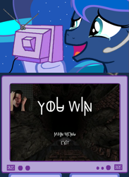 Size: 563x769 | Tagged: safe, princess luna, alicorn, pony, exploitable meme, gamer luna, markiplier, meme, miracle, obligatory pony, tears of joy, tv meme, vanish (horror game), youtube link