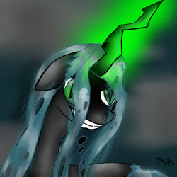 Size: 512x512 | Tagged: safe, artist:druidwolfkaira, queen chrysalis, changeling, changeling queen, female, green eyes, horn, solo