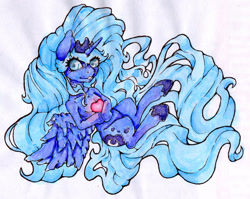 Size: 900x716 | Tagged: safe, artist:rarewerewolf, princess luna, alicorn, pony, heart, solo, traditional art