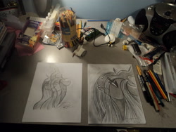 Size: 3264x2448 | Tagged: safe, artist:digitaldomain123, queen chrysalis, changeling, changeling queen, irl, photo, photography, traditional art, work station