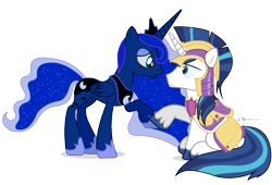 Size: 750x510 | Tagged: safe, artist:dm29, princess luna, shining armor, alicorn, pony, unicorn, armor, comforting, crying, duo, simple background, transparent background