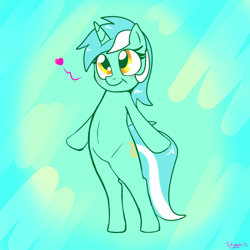 Size: 1040x1040 | Tagged: safe, artist:skoon, lyra heartstrings, pony, unicorn, bipedal, cute, female, gradient background, heart, mare, solo