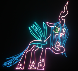 Size: 2899x2652 | Tagged: safe, artist:laserpon3, queen chrysalis, changeling, changeling queen, laser, photo, solo