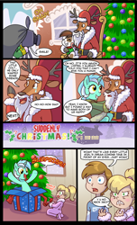 Size: 1000x1646 | Tagged: safe, artist:madmax, danny williams, lyra heartstrings, megan williams, pipsqueak, deer, earth pony, human, pony, reindeer, unicorn, box, christmas, colt, comic, female, humie, male, mare, pony in a box, santa claus, santa hooves, that pony sure does love humans, y u no