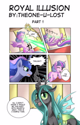 Size: 2480x3845 | Tagged: safe, artist:the0ne-u-lost, princess luna, queen chrysalis, twilight sparkle, twilight sparkle (alicorn), alicorn, changeling, changeling queen, pony, comic, female, mare