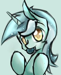 Size: 724x889 | Tagged: safe, artist:inkytophat, lyra heartstrings, pony, unicorn, cookie, female, green coat, horn, mare, two toned mane