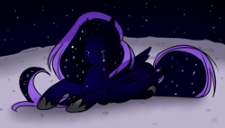 Size: 609x346 | Tagged: safe, artist:princess-hanners, princess luna, alicorn, pony, crying, female, horn, mare, solo
