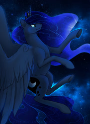 Size: 1198x1652 | Tagged: safe, artist:skjolty, princess luna, alicorn, pony, female, horn, mare, simple background, solo