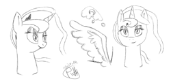 Size: 1280x607 | Tagged: safe, artist:puffysmosh, princess luna, alicorn, pony, lunadoodle, monochrome, sketch, solo