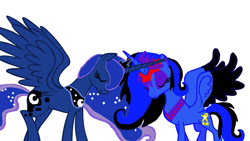 Size: 1366x768 | Tagged: safe, artist:mlpfangirl, artist:mooniestarsky, princess luna, oc, oc:princess moonspace, alicorn, pony, alicorn oc, base used, ms paint, simple background