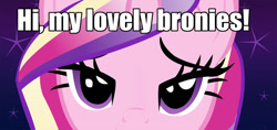 Size: 1204x568 | Tagged: safe, princess cadance, alicorn, pony, bedroom eyes, brony, bronybait, caption, eyes, fourth wall, hypnosis, hypnosis ponies, meme