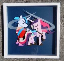 Size: 2941x2825 | Tagged: safe, princess cadance, shining armor, alicorn, pony, unicorn, female, love, male, papercraft, shadowbox, shiningcadance, shipping, straight