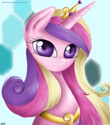 Size: 1500x1700 | Tagged: safe, artist:kitsunehino, princess cadance, alicorn, pony, crown, female, horn, mare, multicolored mane, solo