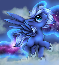 Size: 905x1000 | Tagged: safe, artist:kairaanix, princess luna, alicorn, pony, filly, solo, woona