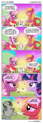 Size: 900x2573 | Tagged: safe, artist:pixelkitties, derpibooru import, apple bloom, big macintosh, cheerilee, scootaloo, smarty pants, sweetie belle, twilight sparkle, earth pony, pegasus, pony, unicorn, cheerilight, comic, cutie mark crusaders, female, filly, hallucination, lesbian, male, mare, shipping, smartymac, stallion