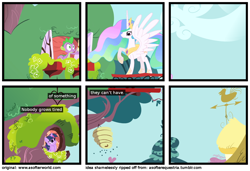 Size: 1200x820 | Tagged: safe, princess celestia, spike, twilight sparkle, alicorn, dragon, pony, a softer world, golden oaks library