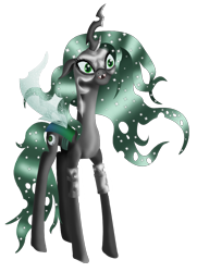 Size: 738x1022 | Tagged: safe, artist:freyiejj, queen chrysalis, changeling, changeling queen, female, green eyes, horn, solo