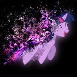 Size: 1250x1250 | Tagged: safe, artist:dadio46, derpibooru import, twilight sparkle, pony, unicorn, black background, eyes closed, female, fractured, mare, simple background, solo, vector