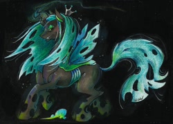 Size: 1280x919 | Tagged: dead source, safe, artist:jekjekyll, queen chrysalis, changeling, changeling queen, solo, traditional art