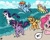 Size: 1170x945 | Tagged: safe, artist:megasweet, artist:pimps mcgee, derpibooru import, applejack, fluttershy, pinkie pie, rainbow dash, rarity, twilight sparkle, earth pony, pegasus, pony, unicorn, beach, female, flying, fourth wall, mane six, mare, running