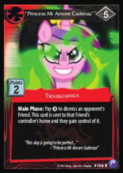 Size: 344x480 | Tagged: safe, princess cadance, queen chrysalis, alicorn, changeling, changeling queen, pony, canterlot nights, ccg, enterplay, mlp trading card game, solo