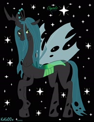 Size: 2088x2700 | Tagged: safe, artist:keke00x, queen chrysalis, changeling, changeling queen, female, green eyes, horn, solo