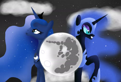 Size: 2145x1456 | Tagged: safe, artist:emerlees, nightmare moon, princess luna, alicorn, pony, mare in the moon, moon