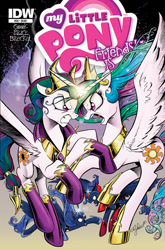 Size: 900x1366 | Tagged: safe, artist:andypriceart, idw, princess celestia, princess luna, alicorn, pony, alternate universe, andy you magnificent bastard, angry, armor, awesome, badass, comic, cover, dark mirror universe, duality, equestria-3, evil celestia, evil luna, evil sisters, fight, flying, mirror universe, multiverse, tyrant celestia, tyrant luna