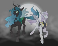 Size: 1011x791 | Tagged: safe, artist:rannarbananar, queen chrysalis, changeling, changeling queen, crossover, kingdom hearts, kingdom hearts of harmony, kingdom hearts of harmony:another story, moon, night, riku