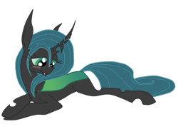 Size: 900x675 | Tagged: safe, artist:tosterina, queen chrysalis, changeling, changeling queen, blushing, female, horn, solo