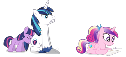 Size: 1650x750 | Tagged: safe, artist:dm29, princess cadance, shining armor, twilight sparkle, alicorn, pony, unicorn, butt touch, cute, filly, pushing, rump push, shipper on deck, simple background, transparent background, trio, twilight the shipper