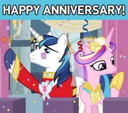 Size: 600x533 | Tagged: safe, princess cadance, shining armor, alicorn, pony, unicorn, a canterlot wedding, anniversary, official, the hub