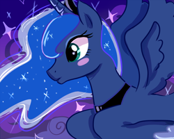 Size: 1250x1000 | Tagged: safe, artist:cheryl-jum, princess luna, alicorn, pony, blushing, female, horn, mare, solo