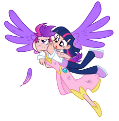 Size: 2202x2248 | Tagged: safe, artist:trinityinyang, princess cadance, twilight sparkle, a canterlot wedding, humanized, scene interpretation, winged humanization