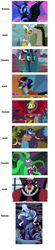 Size: 1000x4518 | Tagged: safe, ahuizotl, discord, king sombra, lord tirek, mane-iac, nightmare moon, nightmare rarity, queen chrysalis, sunset satan, sunset shimmer, changeling, changeling queen, equestria girls, twilight's kingdom, spoiler:comic, antagonist