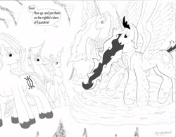 Size: 2346x1816 | Tagged: safe, artist:dreamactualizer, princess celestia, alicorn, pony, comic, female, monochrome