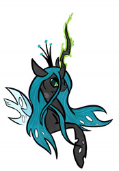 Size: 1379x1976 | Tagged: safe, artist:gobixhoukou, queen chrysalis, changeling, changeling queen, female, horn, magic, solo