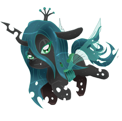 Size: 1320x1312 | Tagged: safe, artist:kristyd, queen chrysalis, changeling, changeling queen, female, green eyes, horn, solo