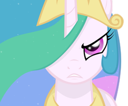 Size: 979x816 | Tagged: safe, artist:ladynoob, princess celestia, alicorn, pony, angry, female, frown, glare, gritted teeth, hair over one eye, mare, simple background, solo, transparent background, vector