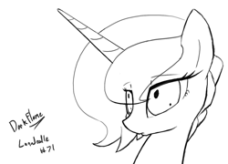 Size: 1280x923 | Tagged: safe, artist:darkflame75, princess luna, alicorn, pony, lunadoodle, monochrome, sketch, solo