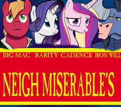 Size: 1284x1139 | Tagged: safe, artist:antiwrathman, big macintosh, iron will, princess cadance, rarity, alicorn, earth pony, pony, unicorn, cosette, fantine, grocers' apostrophe, javert, jean valjean, les mis, les miserables, male, stallion, victor hugo