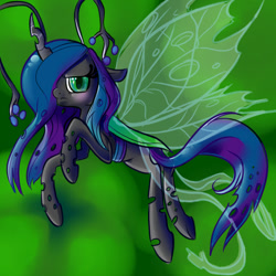Size: 720x720 | Tagged: safe, artist:zahruna, queen chrysalis, breezie, changeling, changeling queen, breeziefied, solo