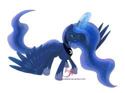 Size: 2132x1588 | Tagged: safe, artist:glacialfalls, princess luna, alicorn, pony, magic, solo, watermark