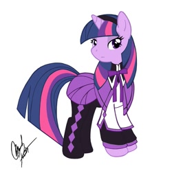 Size: 895x893 | Tagged: safe, derpibooru import, twilight sparkle, pony, unicorn, clothes, crossover, female, homura akemi, mare, puella magi madoka magica, simple background, solo, white background