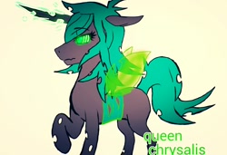 Size: 1022x698 | Tagged: safe, artist:sexyturnup, queen chrysalis, changeling, changeling queen, female, green eyes, horn, solo