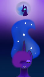 Size: 864x1512 | Tagged: safe, artist:fucsia94, princess luna, alicorn, pony, eyes closed, female, gradient background, mare, moon, smiling, solo