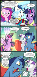 Size: 713x1497 | Tagged: safe, artist:madmax, princess cadance, shining armor, twilight sparkle, twilight sparkle (alicorn), alicorn, pony, unicorn, comic, female, mare, spanish, translation