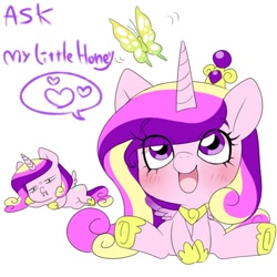 Size: 500x500 | Tagged: safe, artist:naoki, princess cadance, alicorn, butterfly, pony, chibi, fangs